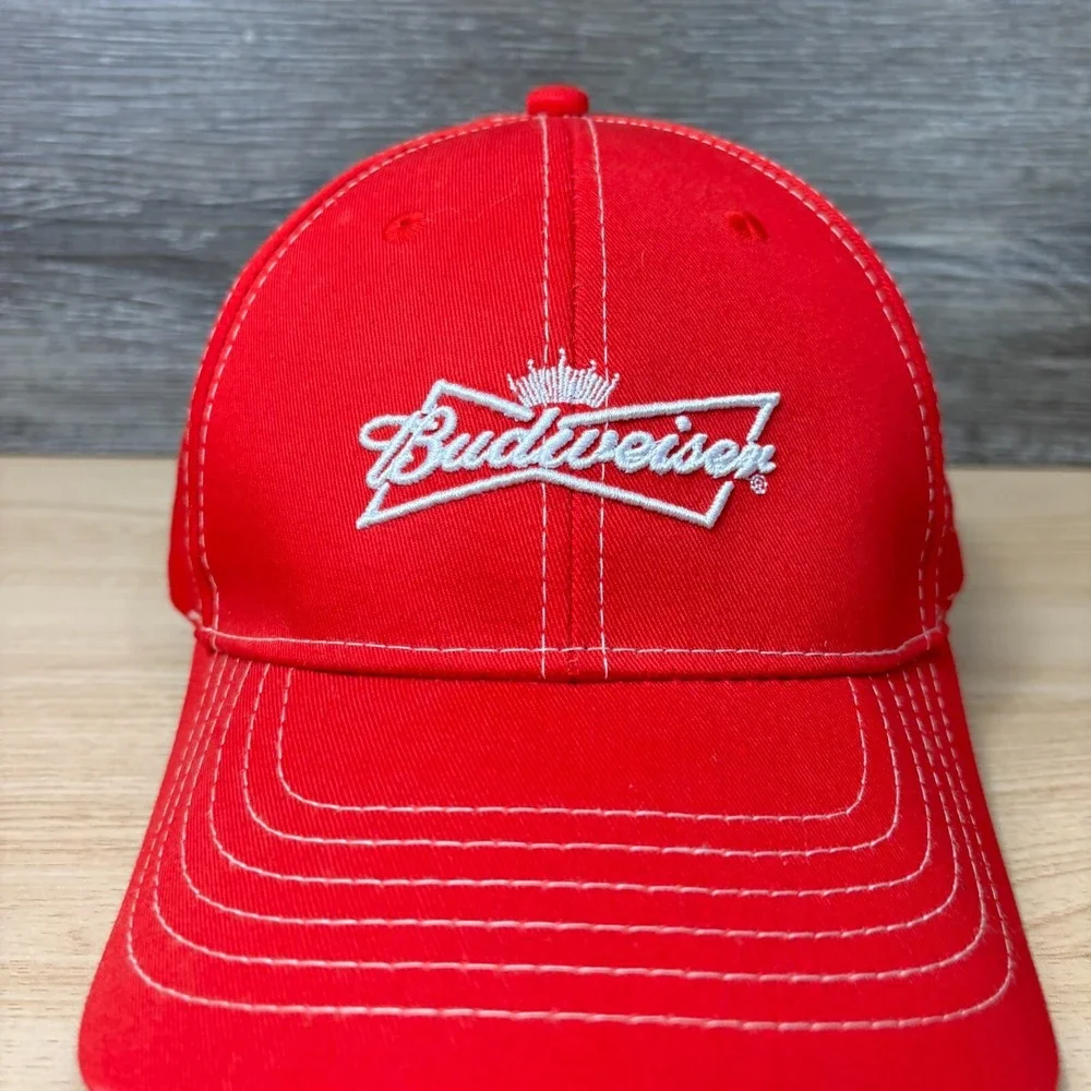 Budweiser Hat Cap Strap Back Red‎ Beer Brewing Adjustable